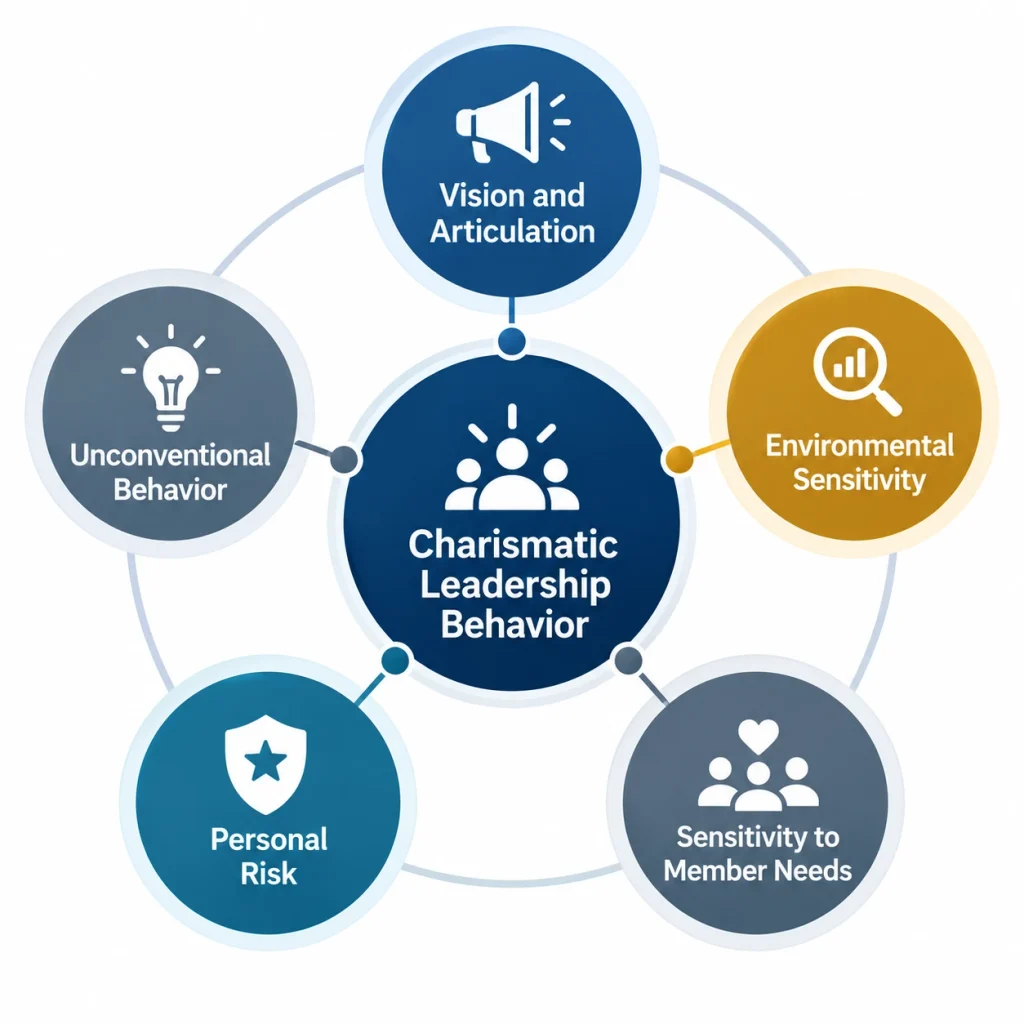 Wheel diagram of the five Conger-Kanungo dimensions of charismatic leadership behavior.
